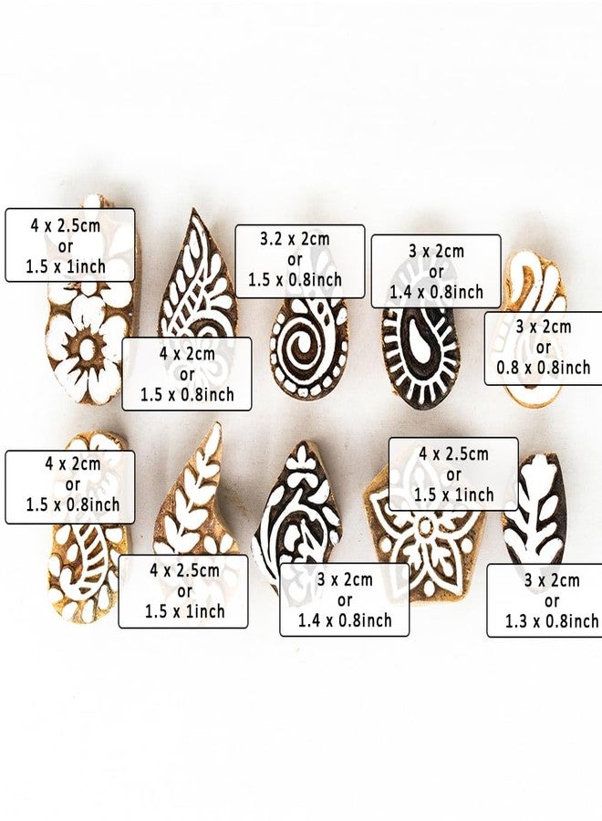Hashcart Wooden Indian Traditional Design Printing Stamps/Blocks for Printing Saree Border/Dresses/Craft Card Making/Scrapbook/Clay Pottery (Set of 10) - Image 4